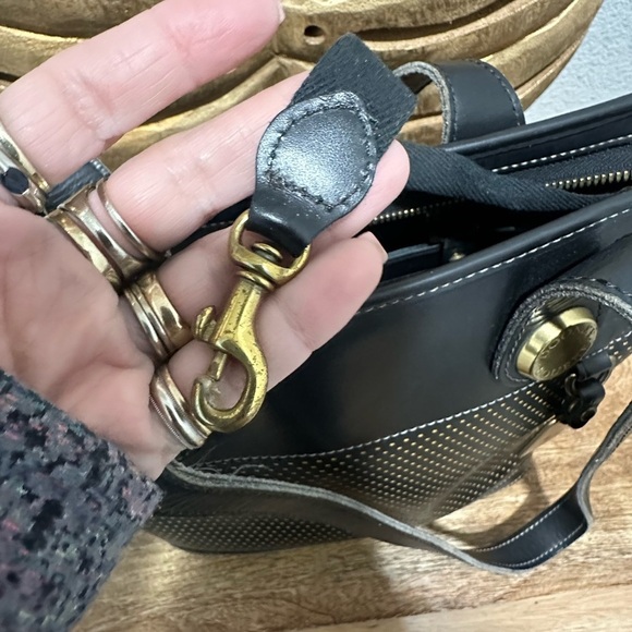 DOONEY & BOURKE Vintage Black Perfored Leather Bucket Shoulder Handbag - Picture 8 of 11
